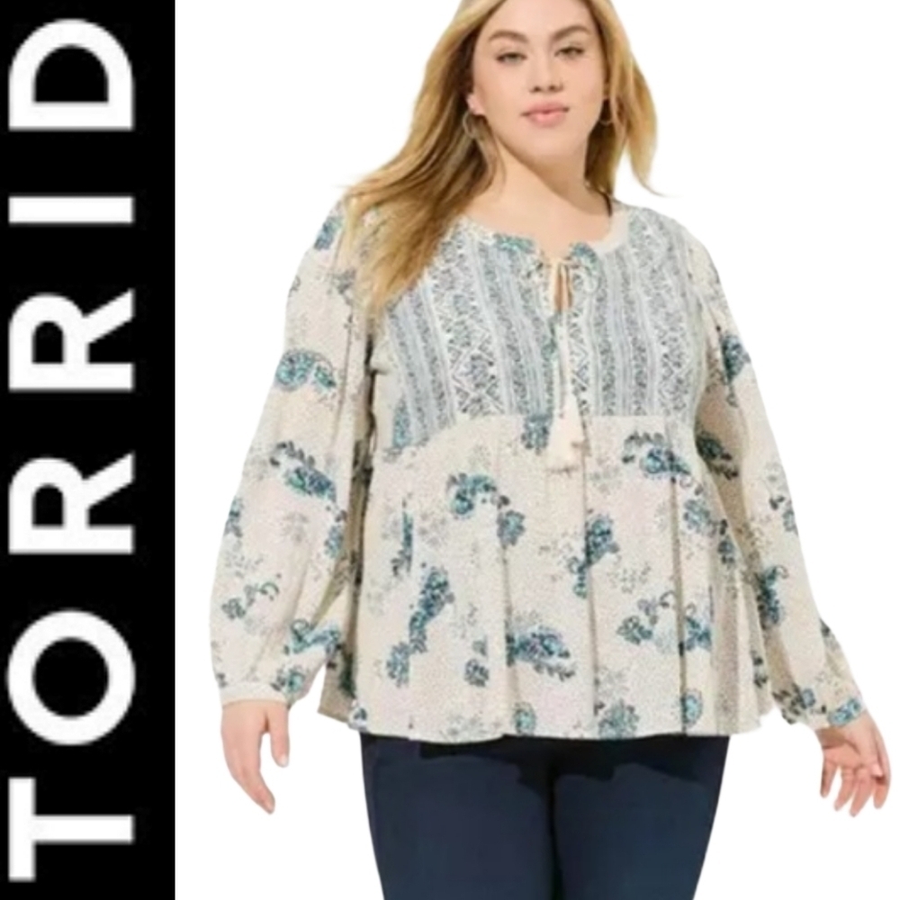 Torrid Long Sleeve Scoop Neck Blouse Plus Size 2X